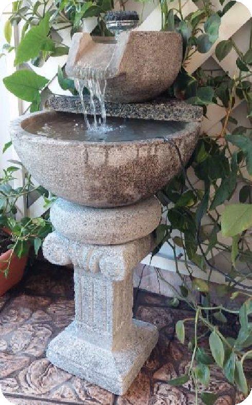 FUENTE DE 2 POCETAS EN PIEDRA. ALTURA TOTAL 80 CM